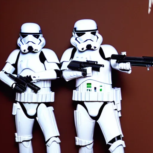 Prompt: stormtroopers shooting at greg heffley