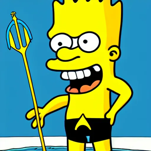 Prompt: aquaman as a simpson, by matt groening, digital art