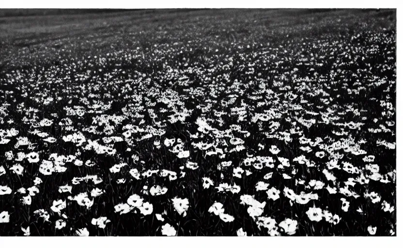 Prompt: black box on the field flowers, by Helmut Newton, mist, lomography photo effect, monochrome, 35 mm