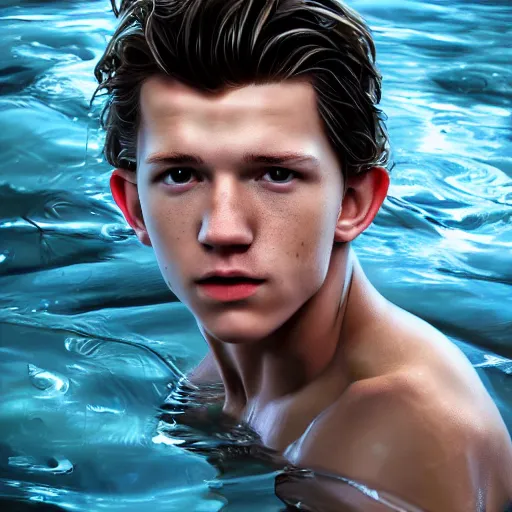 Prompt: a full head photoshot, detailed photograph of skinny young tom holland as a warrior in a shallow pool of water, photorealism ultradetailed digital art, irina french, heraldo ortega, mandy jurgens, golden ratio, art canvas, award winning, masterpiece trending on artstation 8 k 1 5 0 mpx, hasselblade wide shot