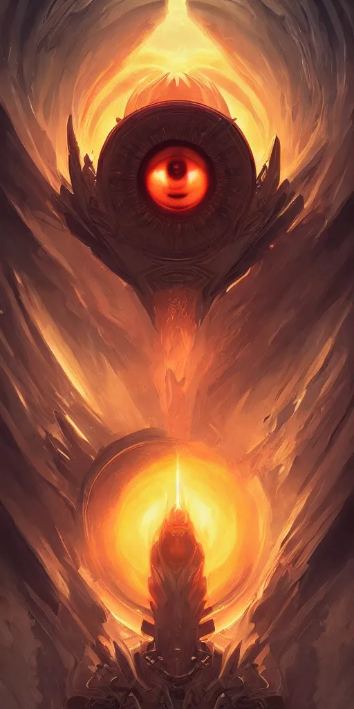 Image similar to symmetry!! the eye of a fiery demon in heaven, highly detailed, perfect lighting, perfect composition, 4 k, artgerm, derek zabrocki, greg rutkowski