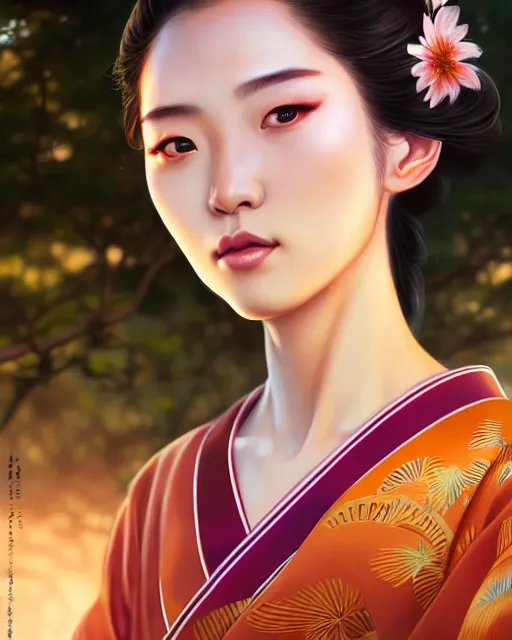 Image similar to a beautiful okinawa girl wear elegant yukata in festival | | summer night, realistic shaded, pleasant face, good looking, fine details, 4 k realistic, cryengine, realistic shaded lighting poster by greg rutkowski, magali villeneuve, artgerm, jeremy lipkin and michael garmash and rob rey