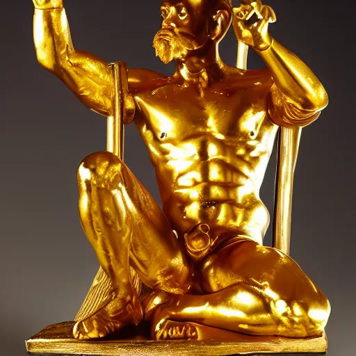 Prompt: a golden statue mister spok. 8k