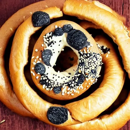 Prompt: everything in the universe contained within an everything bagel