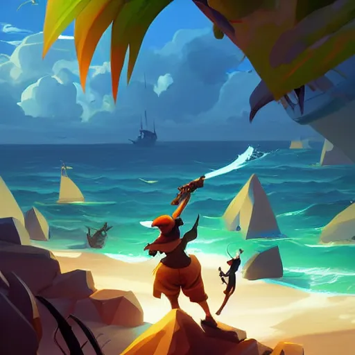 Image similar to painting treasure on sea of thieves game smooth median photoshop filter cutout vector, behance hd by jesper ejsing, by rhads, makoto shinkai and lois van baarle, ilya kuvshinov, rossdraws global illumination