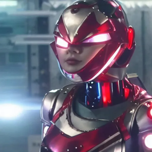 Image similar to still from a 2 0 1 9 japanese tokusatsu tv show starring actress suzu yamanouchi as a cybernetic female sentai hero. science - fiction ; action.