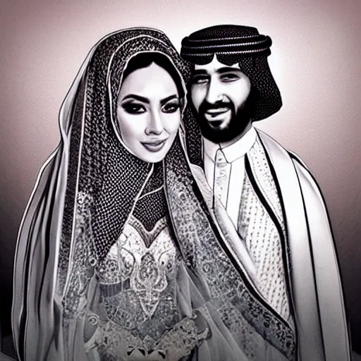 Prompt: steventheartist on instagram art of a saudi wedding