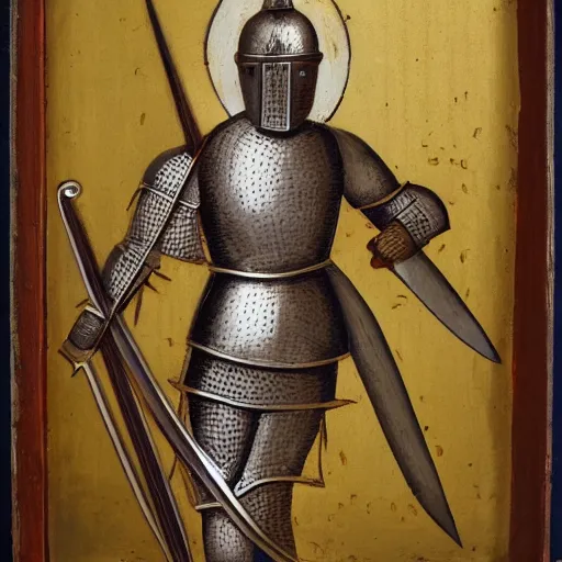 Image similar to holy knight in golden armor with a runnic sword