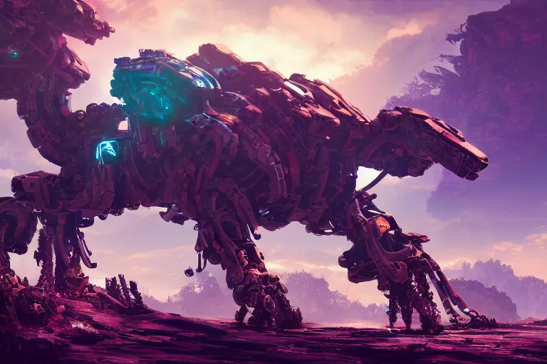 Image similar to clamberjaw machine mecanical creature robot of horizon forbidden west horizon zero dawn bioluminiscence global illumination ray tracing hdr fanart arstation by ian pesty and alena aenami artworks in 4 k