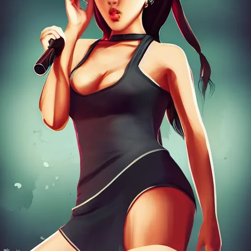 Prompt: hwasa in the style of gta san andreas, in the style of artgerm, rossdraws