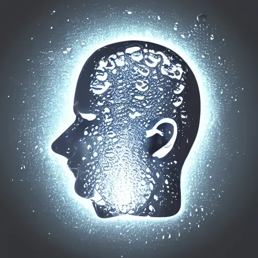 Image similar to small logo icon design of a human head made of water, water manipulation, hyper realistic, ray tracing, realistic water splashes, sharp focus, 8 k resolution