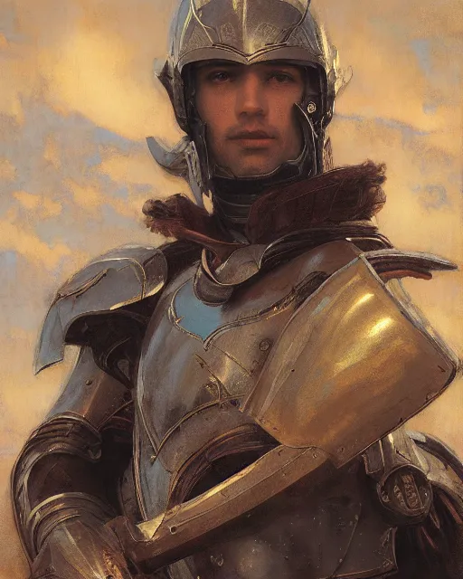 Image similar to a strong and handsome knight, oil painting, by Edgar Maxence and Ross Tran and Michael Whelan and greg rutkowski