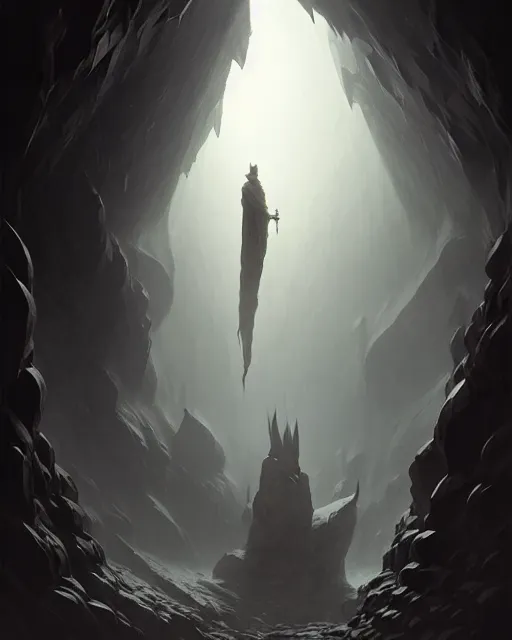 Image similar to professional concept art of a ominous floating giant in a dark cavern by artgerm and greg rutkowski ( thin white border ). an intricate, elegant, highly detailed digital painting, concept art, smooth, sharp focus, illustration, in the style of cam sykes, wayne barlowe, igor kieryluk.