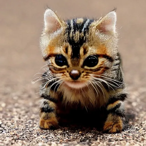 Prompt: photo of world's smallest cat the size of a honeybee