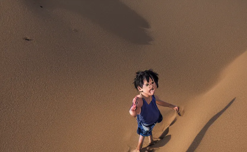 Image similar to a luffy in sand dunes, photography