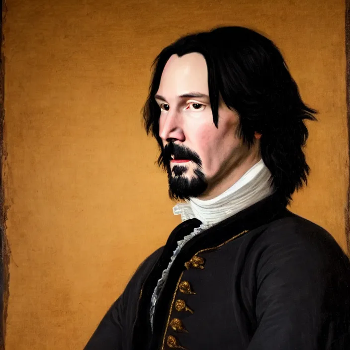 Image similar to an 18th Century royal portrait of Keanu Reeves, portrait, 8k