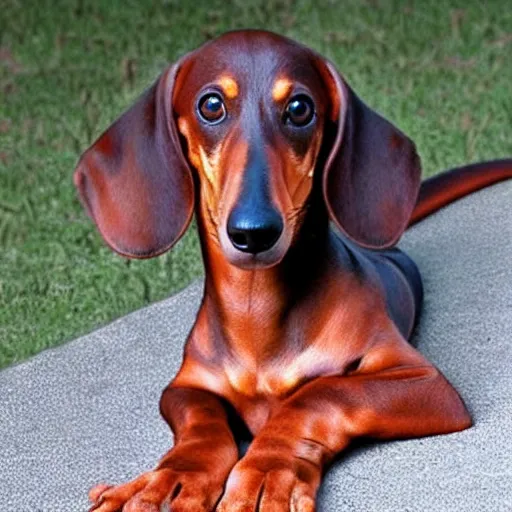 Image similar to realistic photo of a extra long dachshund dog