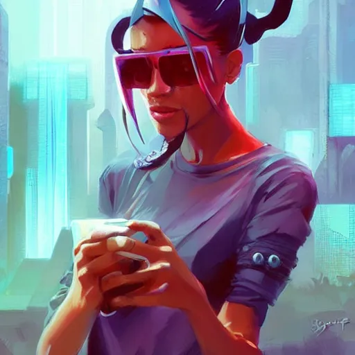 Image similar to two cyberpunk hyperrealistic figures smoking hookah official fanart behance hd artstation by jesper ejsing, by rhads, makoto shinkai and lois van baarle, ilya kuvshinov, ossdraws