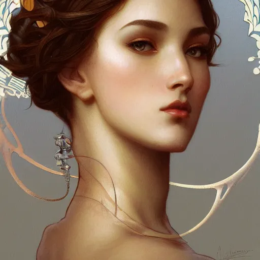 Image similar to side view portrait of a goddess, mickey mouse, intricate, elegant, highly detailed, digital painting, artstation, concept art, smooth, sharp focus, illustration, art by artgerm and greg rutkowski and alphonse mucha and william - adolphe bouguereau