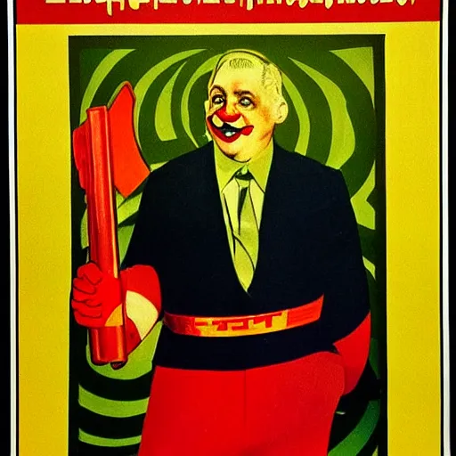 Prompt: communist clown portrait, soviet propaganda style, poster, xi