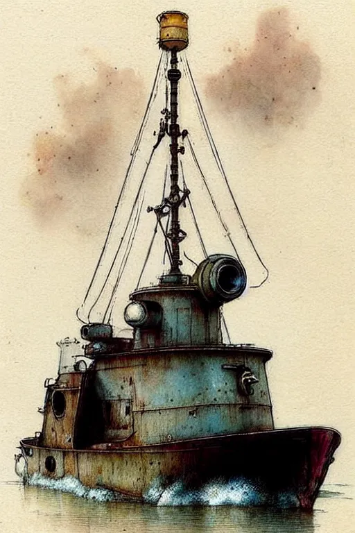 Image similar to (((((1950s tugboat . muted colors.))))) by Jean-Baptiste Monge !!!!!!!!!!!!!!!!!!!!!!!!!!!