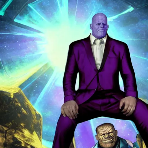 Prompt: photograph of a businessman Thanos