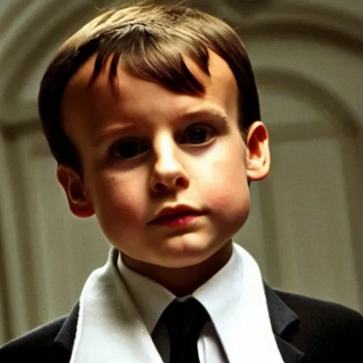 Image similar to child Emmanuel Macron in American Psycho (1999)