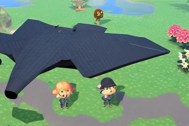 Image similar to b 2 stealth bomber in animal crossing