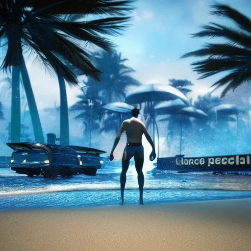 Image similar to officer k blade runner beach ultra realistic photorealistic highly detailed high quality 8 k