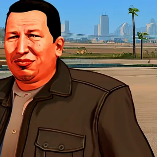 Image similar to Hugo Chávez in GTA style, 4k, detailed,