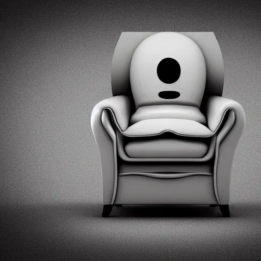 Image similar to photo of a scared anthropomorphic sofa, hiding behind humans, digital art