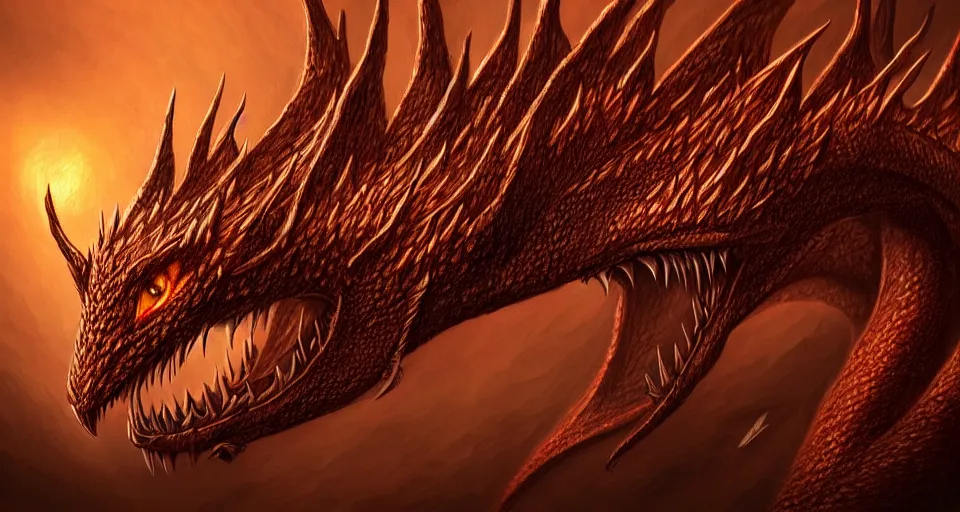 Prompt: Smaug, realistic artwork on artstation, highly detailed