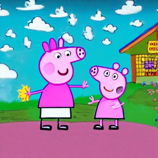 Image similar to Peppa Pig as a guest star in the Moomins