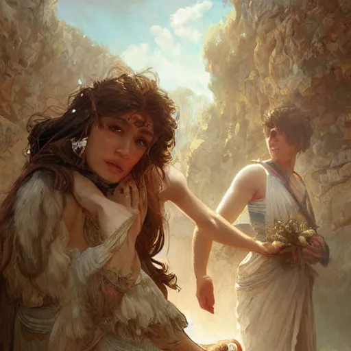 Image similar to Neanderthal wedding, historically accurate, highly detailed, highly detailed, digital painting, artstation, concept art, smooth art, sharp focus, illustration, art by artgerm and greg rutkowski and alphonse mucha and loish and WLOP