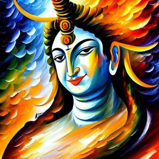 Image similar to god shiva in style of leonid afremov