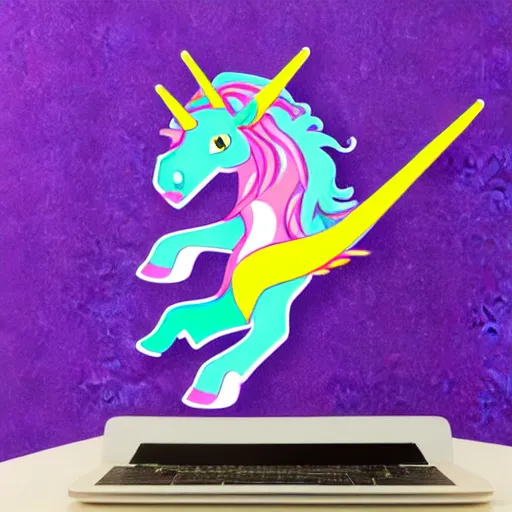 Prompt: svg vector sticker of a Unicorn-Pegasis, rocking out, wearing headphones, huge speakers, dancing, rave, DJ, spinning records, digital art, amazing composition, rule-of-thirds, award-winning, trending on artstation, featured on deviantart