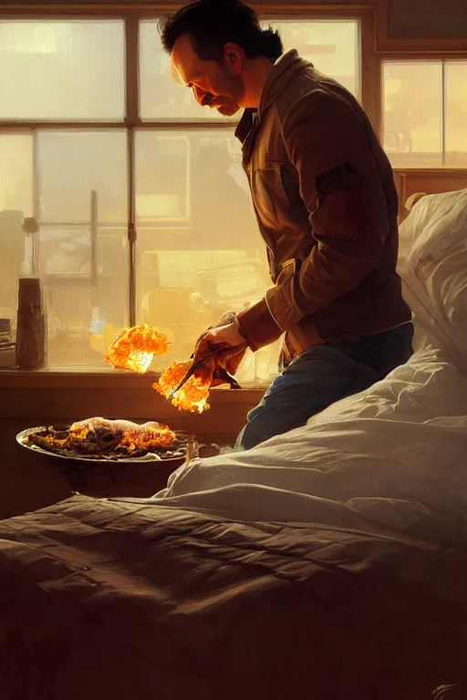 Image similar to groundhog cooking meth lies on the bed, realistic portrait, highly detailed, digital painting, artstation, concept art, smooth, sharp focus, illustration, cinematic lighting, art by artgerm and greg rutkowski and alphonse mucha