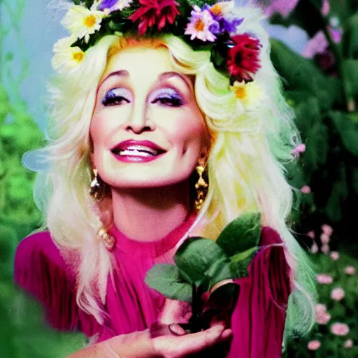 Image similar to flower child, Dolly Parton