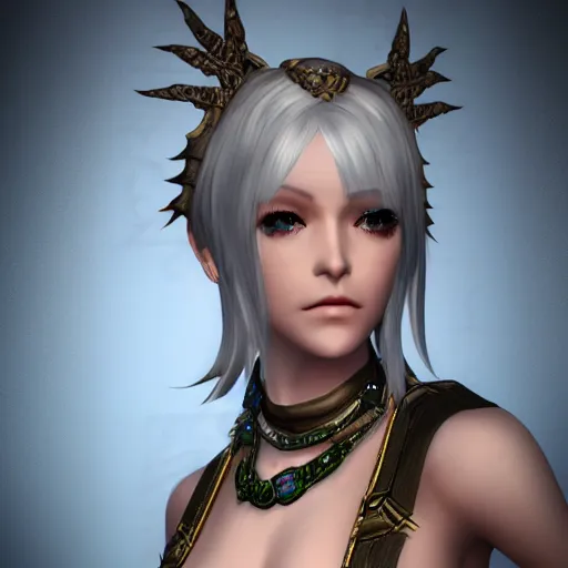 Image similar to au'ra female, realistic, high detail