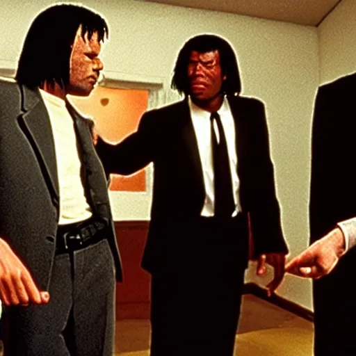 Image similar to a film still from pulp fiction