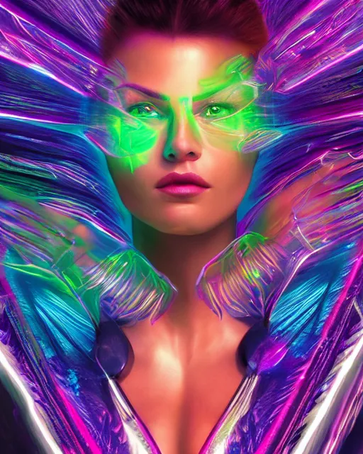 Image similar to a powerful energy psychedelic matrix woman, by alexander fedosav, hyper detailed digital matte painting, concept art, hyperrealism, 1 6 k resolution, cinema 4 d, 8 k resolution, trending on artstation, behance hd, a masterpiece, by stephan martiniere, particles, cel - shaded, power bright neon energy, by david a. hardy,