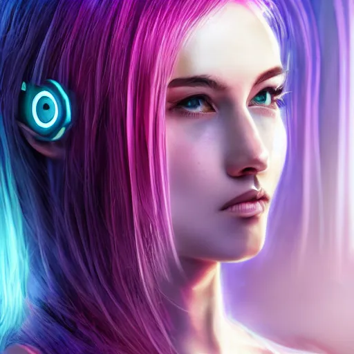 Image similar to a hyperrealistic cyber girl