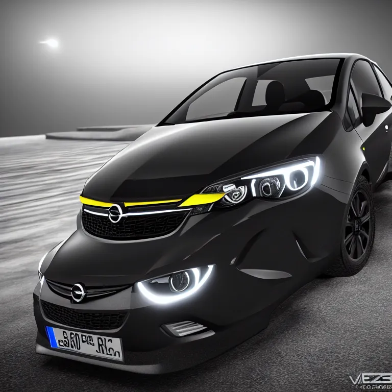 Prompt: black opel corsa d in darkness with lights, unreal engine, hyper realism, high detailed, 8k,