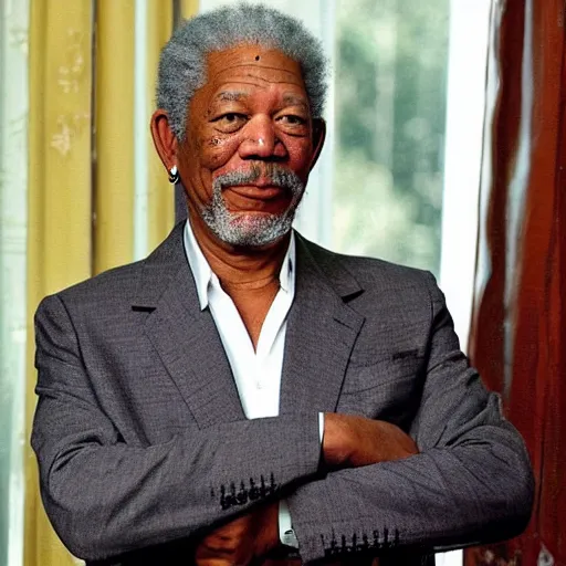 Image similar to morgan freeman as indonesian presiden, wearing batik