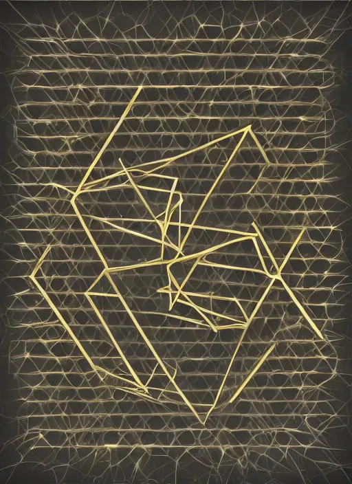 Image similar to symmetrical geometry shapes, award - winning painting, expensive, abstract, gold and silver shapes, filled rectangles, geometry, elegant, luxurious, beautiful, pitch black background, dali
