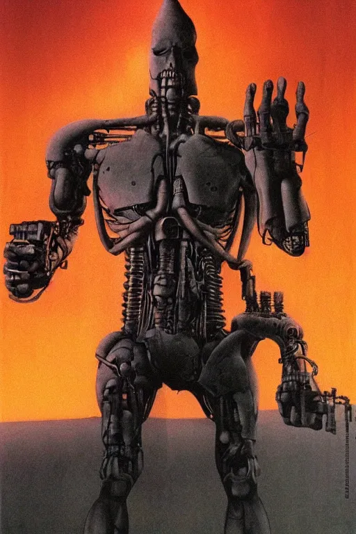 Image similar to Terminator movie poster, 2D matte illustration, Beksinkski, Moebius, Frank Frazetta