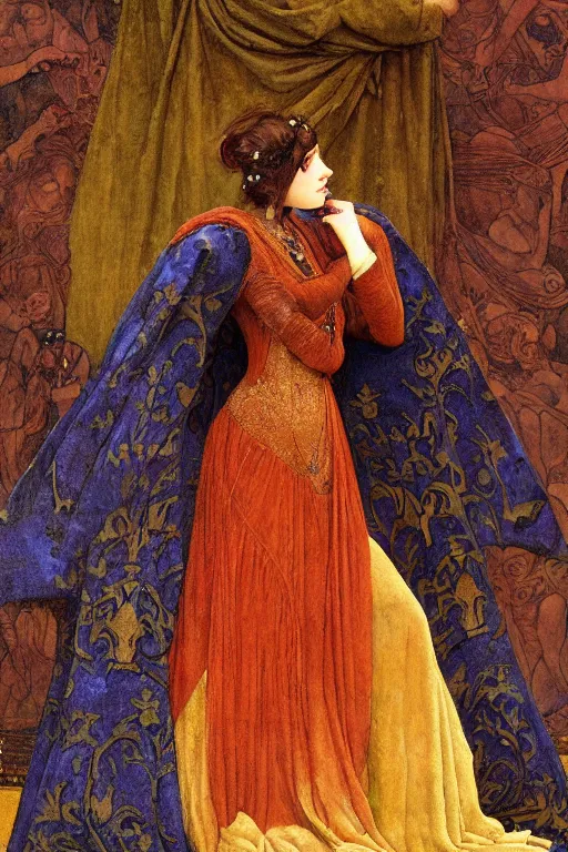 Image similar to an anthropomorphic raven dressed as a renaissance lord , by Annie Swynnerton and Nicholas Roerich and John Bauer and jean delville and John William Godward and Donato Giancola and Vermeer, satin brocade and embroidered velvet, iridescent beetles, rich color, dramatic cinematic lighting, featured on Artstation, extremely detailed