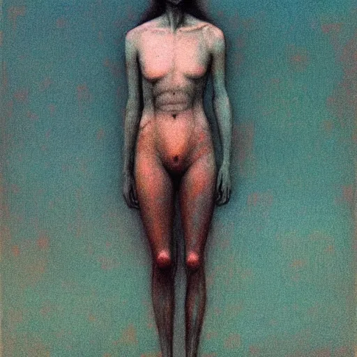 Prompt: full body portrait of female by Beksinski