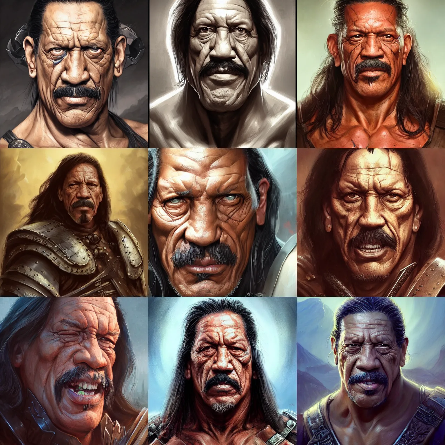 Prompt: warrior, danny trejo, art by artgerm and greg rutkowski and magali villeneuve, d & d, fantasy, highly detailed, headshot, digital painting, trending on artstation, concept art, sharp focus, illustration