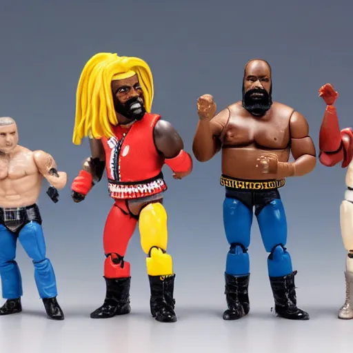 Prompt: action figure mr. t pop band, detailed facial expressions, 1 9 8 0 s aesthetic